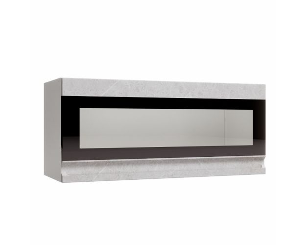 Скала ПГСФ 800 Шкаф верхний горизонтальный со стеклом с фотопечатью (Мрамор Арктик/корпус Серый)