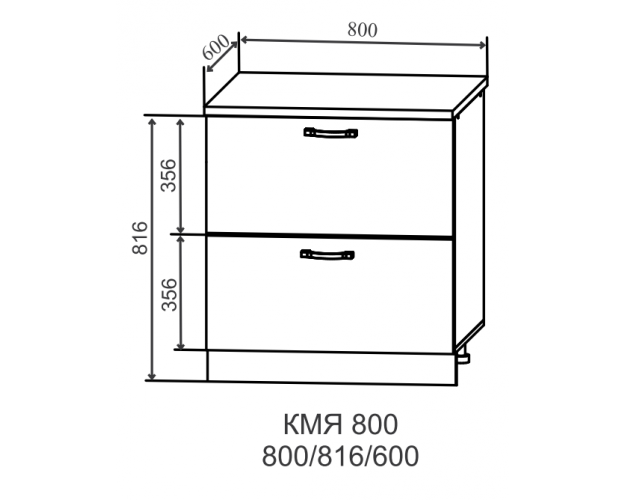 Гарда КМЯ 800 шкаф нижний метабокс с 2-мя ящиками (Серый Эмалит/корпус Серый)