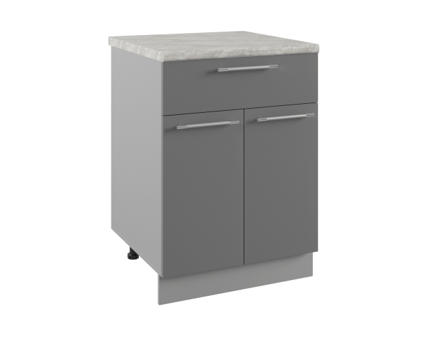 Квадро С1ЯШ 600 шкаф нижний с ящиком (Белый софт/корпус Серый)