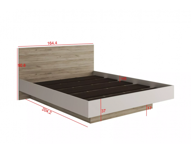 Кровать с основанием 1600 Бохо КР-001 дуб крафт серый / кашемир