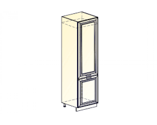 Монако Шкаф-пенал L600 под холодильник (2 дв. гл.) (Белый/Охра матовый)