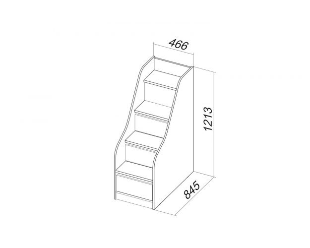 Лестница приставная с ящиками «Пилигрим» (Дуб Каньон светлый, Фон серый)
