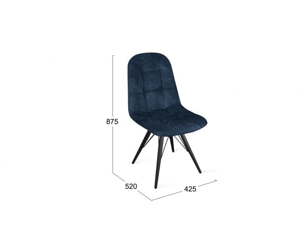 Стул «Райс» К3 Черный муар/Микровелюр Wellmart Blue