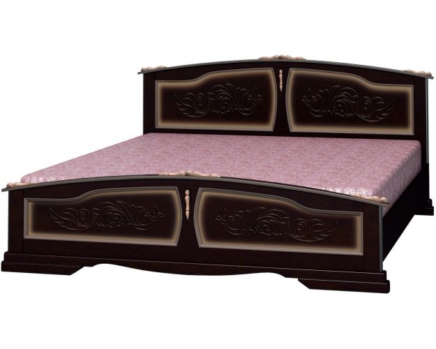 Кровать Елена из массива сосны 1400*2000 Орех Тёмный