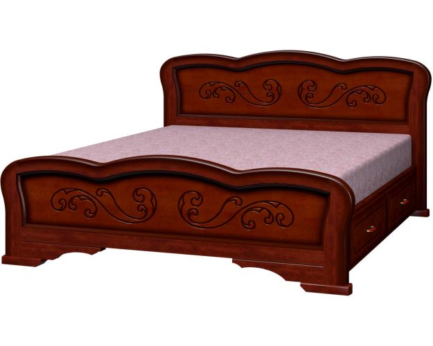 Кровать Карина-8 с ящиками из массива сосны 1400*2000 Орех